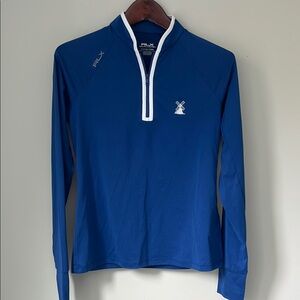 Ralph Lauren Blue Quarter-Zip Top with White Trim
